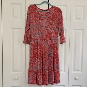 Reborn red paisley dress with pockets sz L